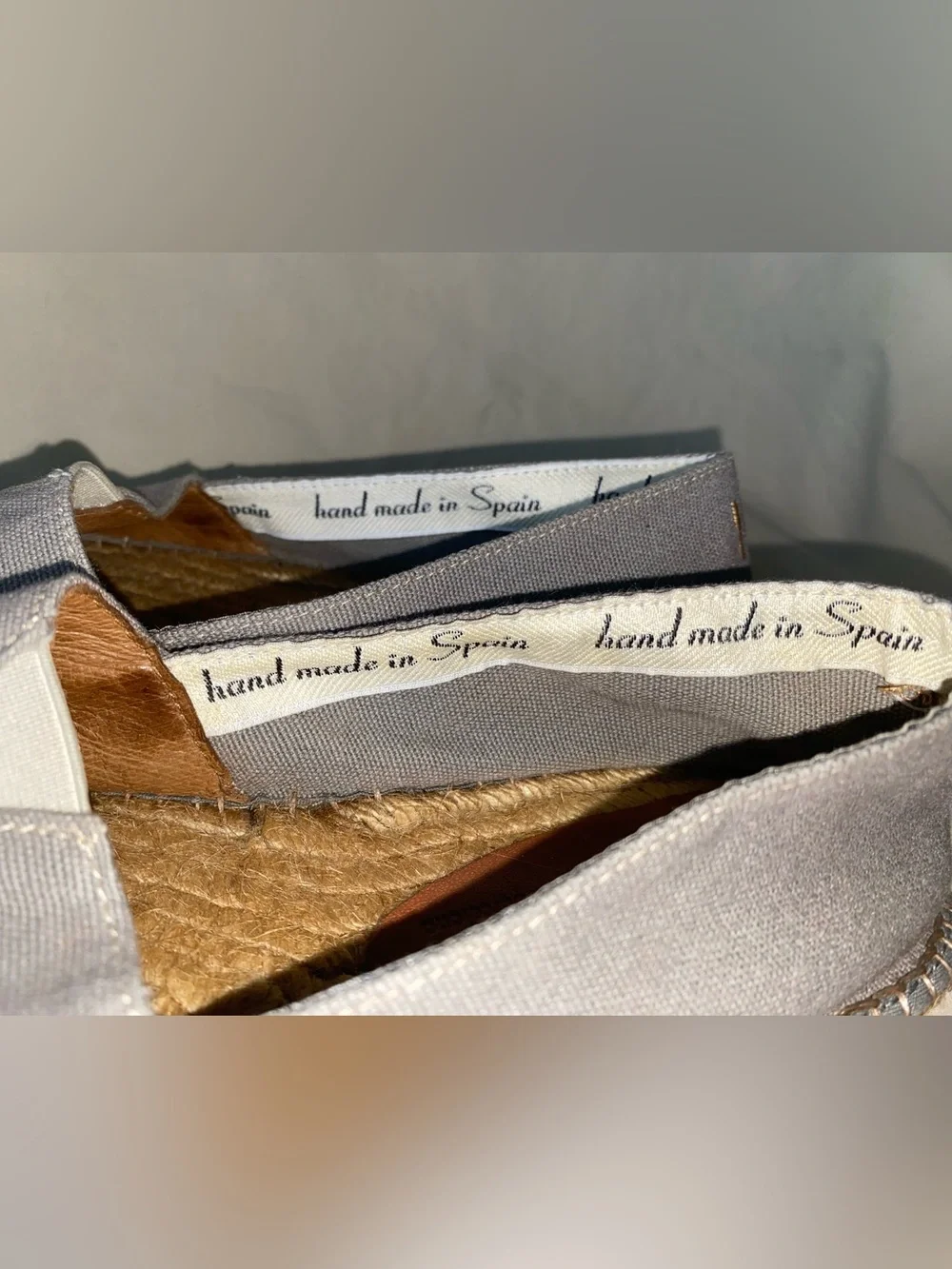 Viscata | Light Gray Canvas and Jute Stitched Espadrille Flats Size 39/8.5